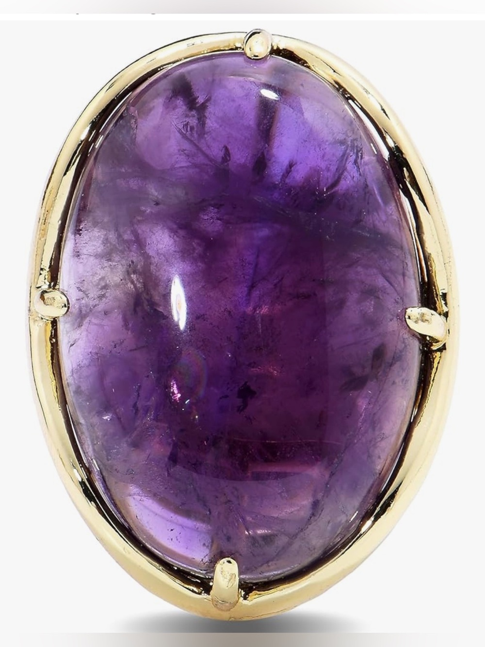 Beautiful 18KT Dip Huge Lord & Taylor Raw Amethyst Adjustable Ring